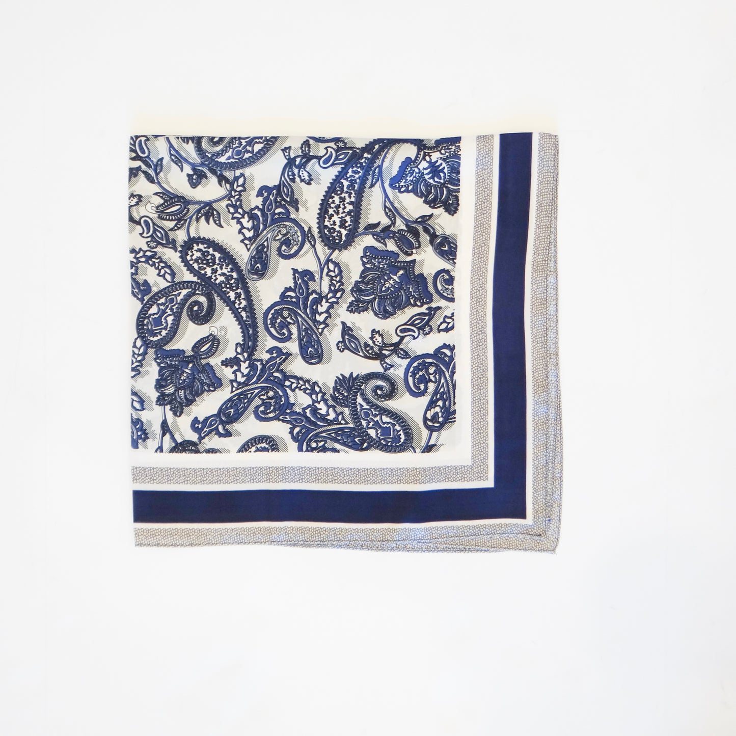 Navy Paisley Print Scarf