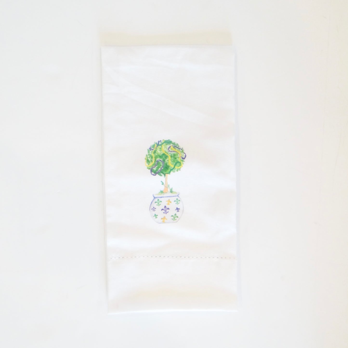 Mardi Topiary Hemstitch Hand Towel