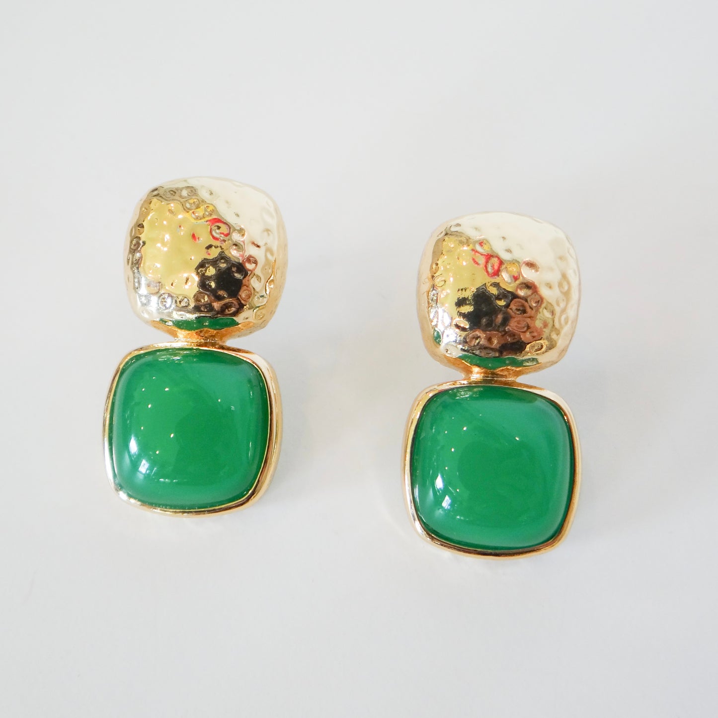 Green and Gold Statement Earrings