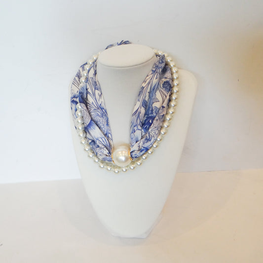 Pearl Toile Scarf Necklace