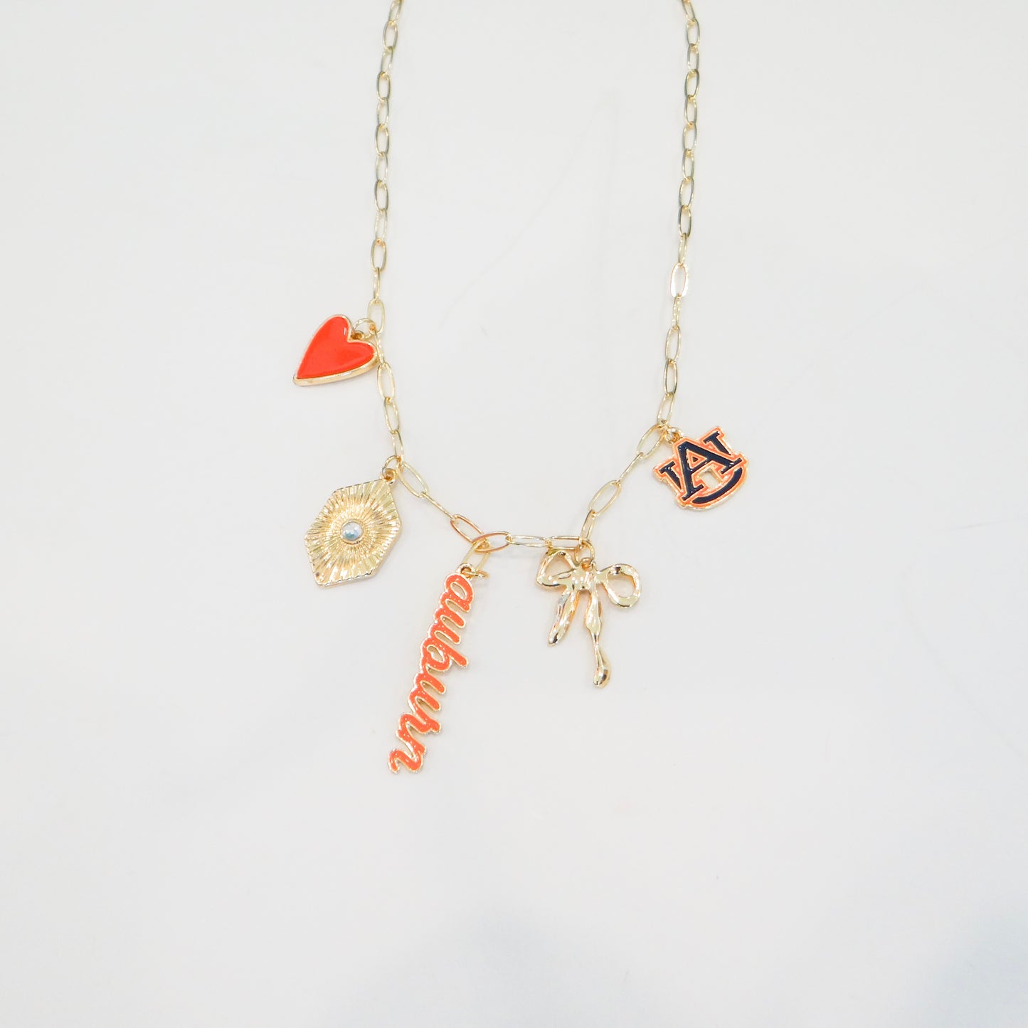Auburn Paper Clip Charm Necklace