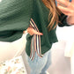 Green Quilted and Striped Top