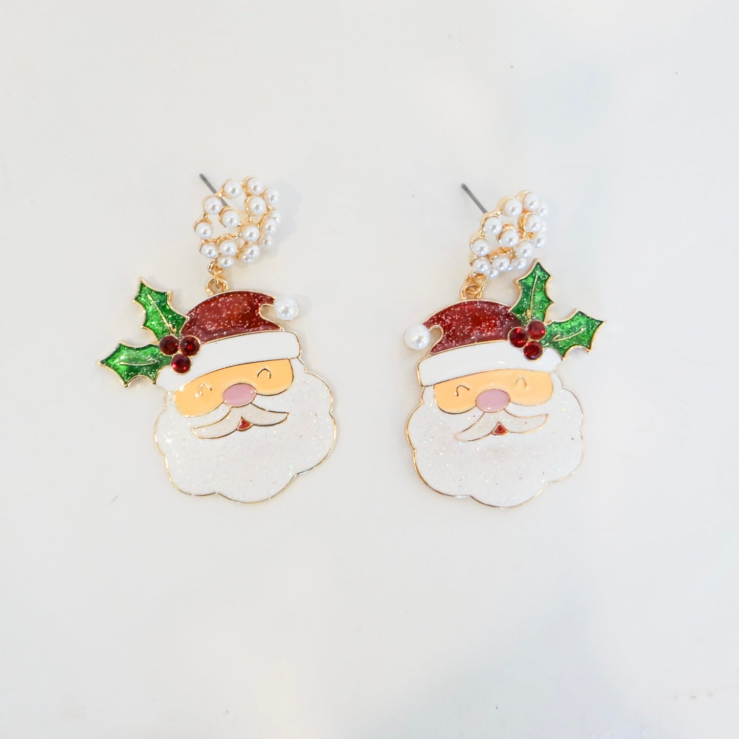 Pearl Santa Earrings