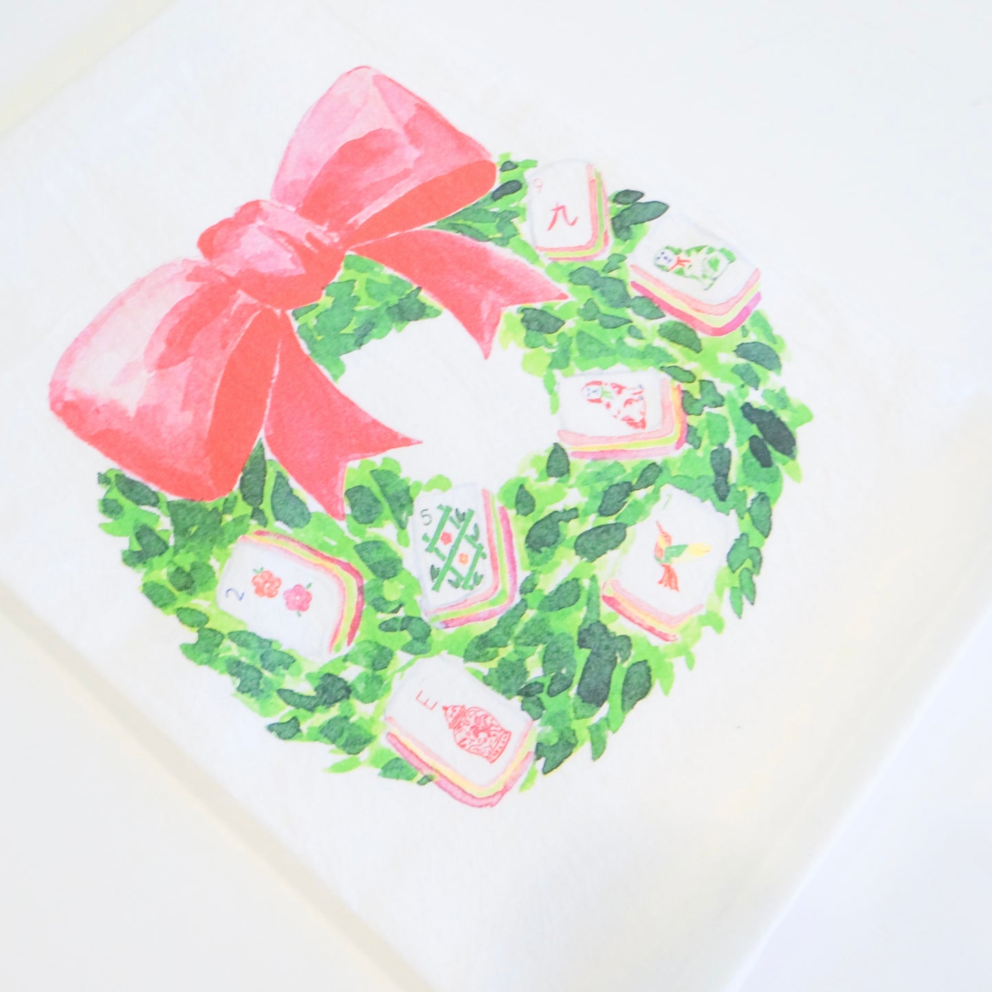 Mahjong Wreath Tea Towel
