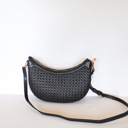 Daisy Half-Moon Rattan Crossbody