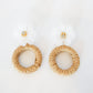 Raffia Circle and Flower Earrings