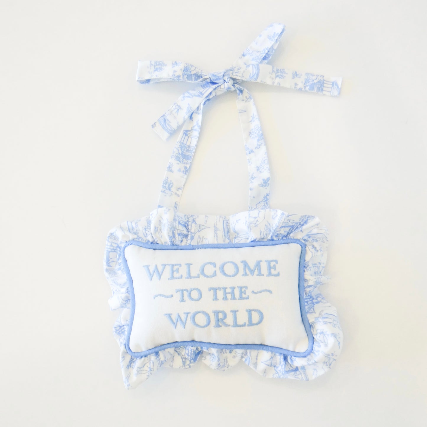 Welcome to the World Ruffle Pillow