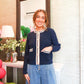 Navy and Cream Button Down Sweater