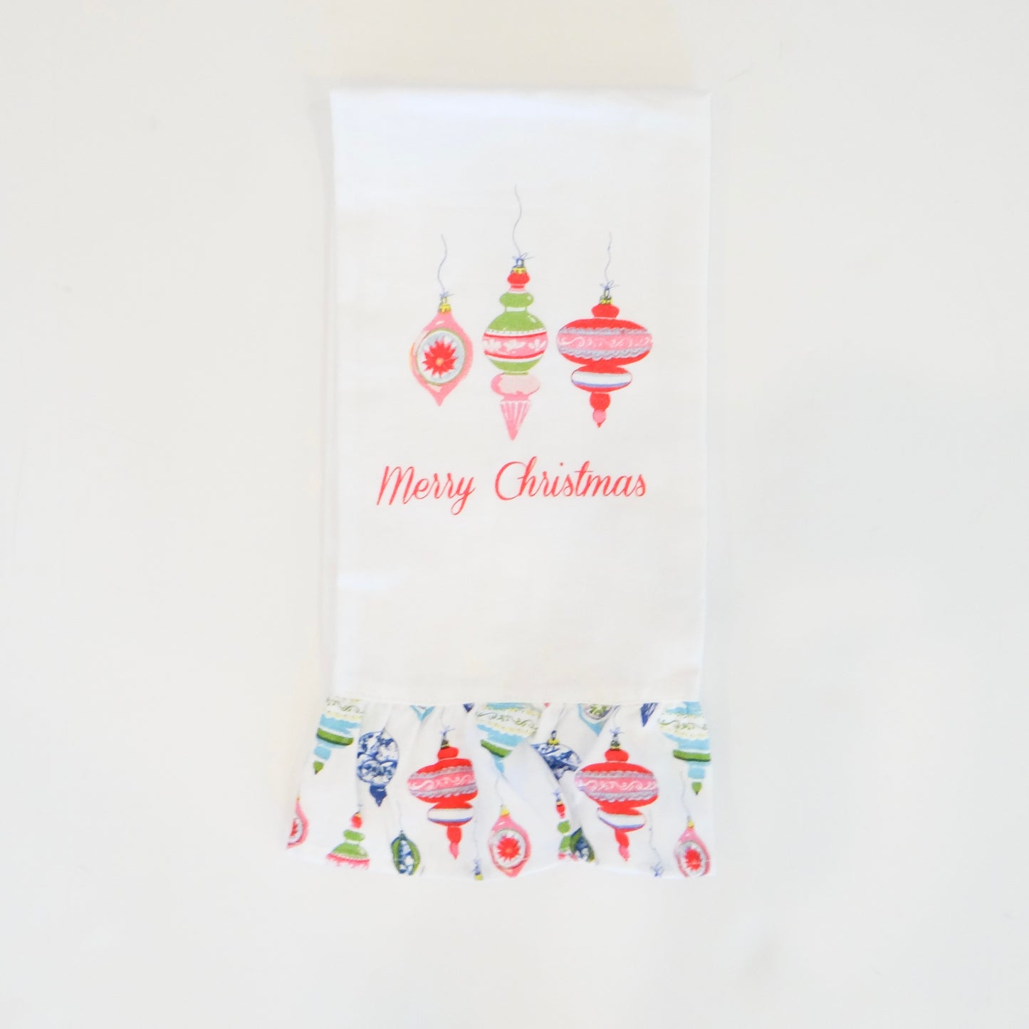 Whimsical Merry Christmas Ruffle Hand Towel