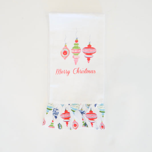 Whimsical Merry Christmas Ruffle Hand Towel