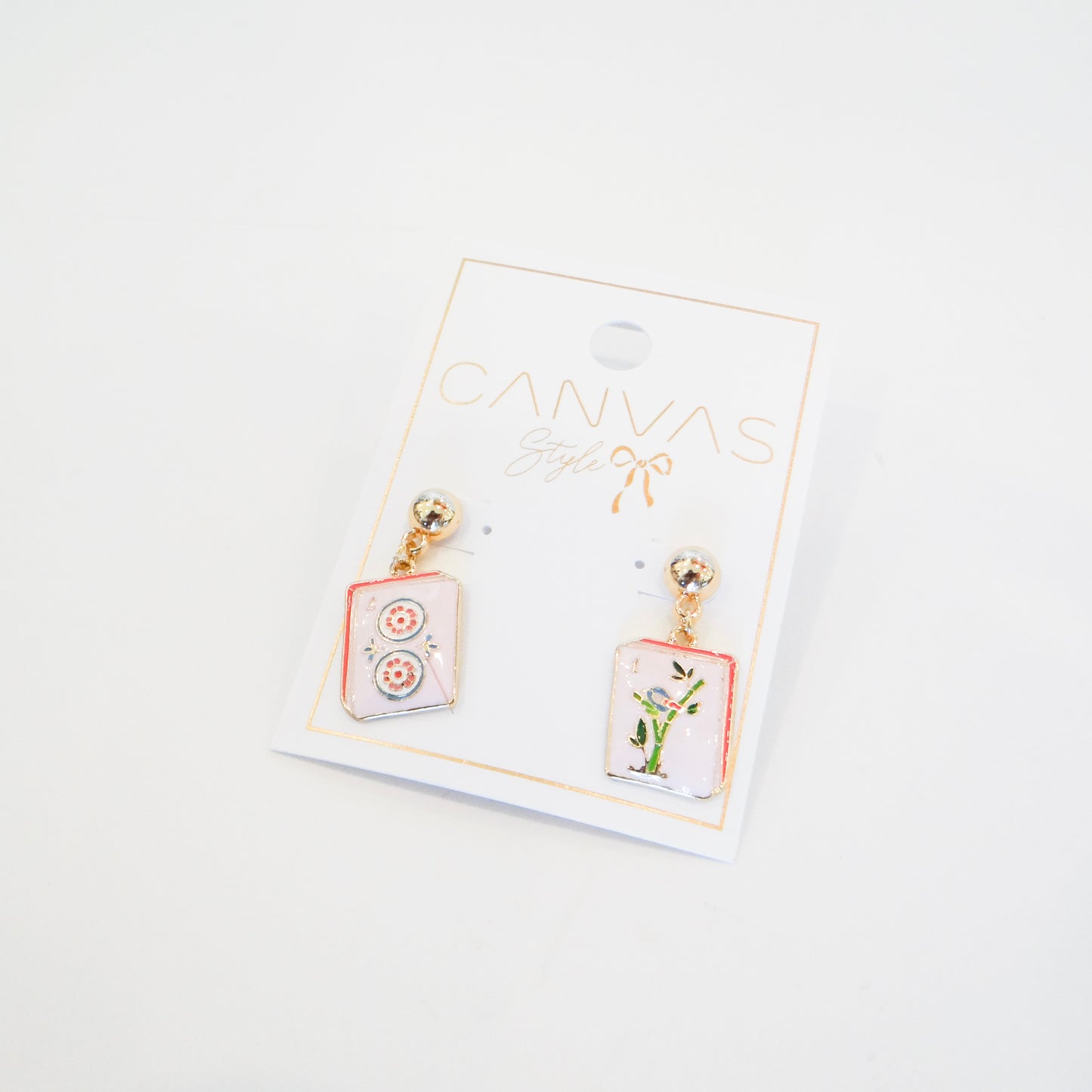 Mahjong Tile Dangle Earrings