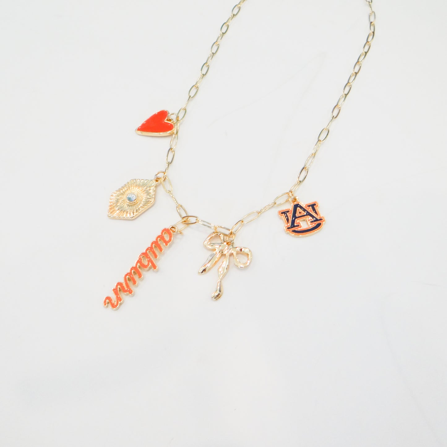 Auburn Paper Clip Charm Necklace