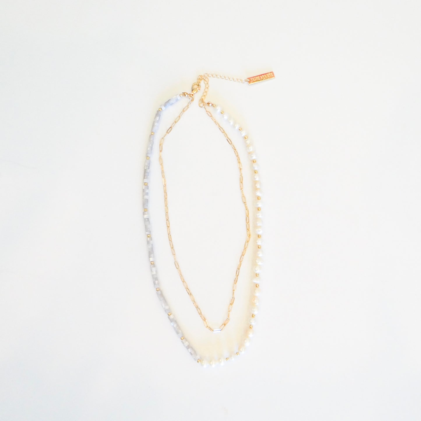 Gray Shell and Pearl Necklace