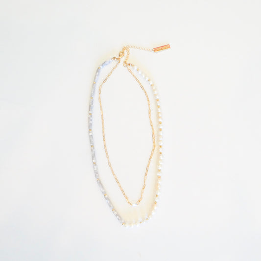 Gray Shell and Pearl Necklace