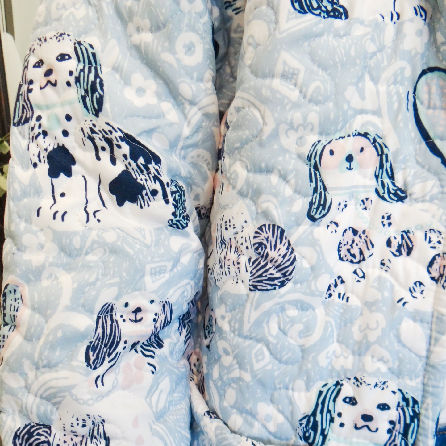 Foo Dogs Light Blue Quilted Jacket