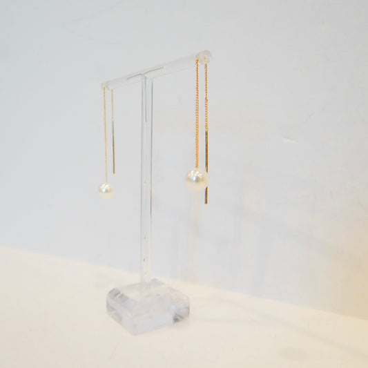 Gold Drop Pearl Earrings