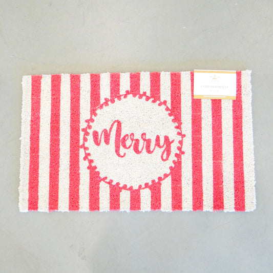 Merry Script Stripe Doormat