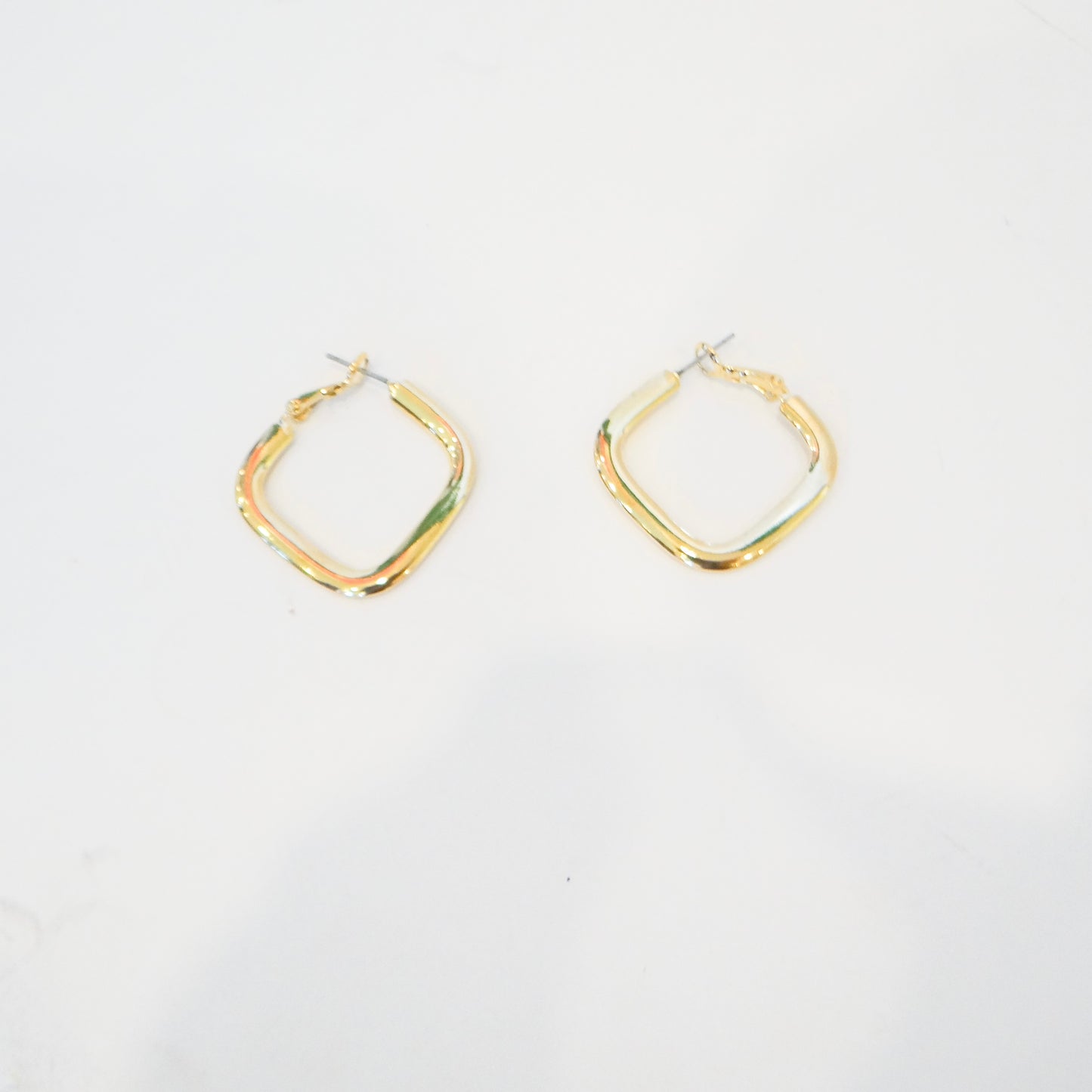 Gold Round Square Hoops
