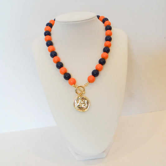 Auburn Beaded Pendant Necklace