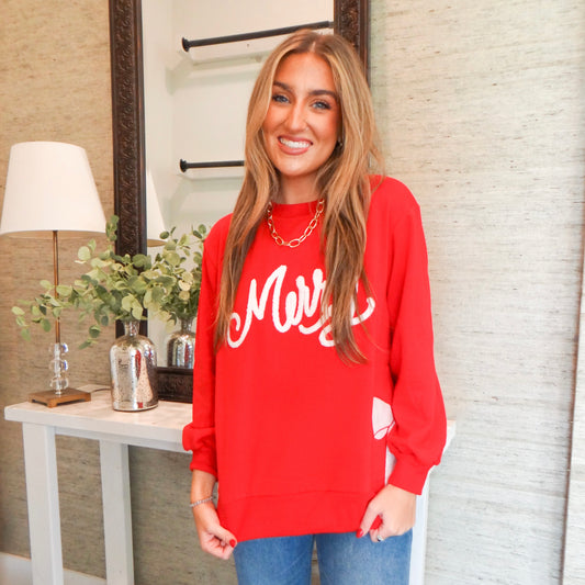 Red Merry Bow Sweatshirt