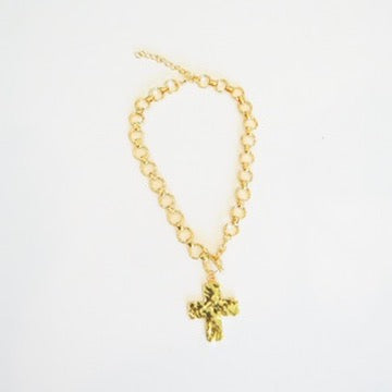 Hammered Gold Cross Necklace