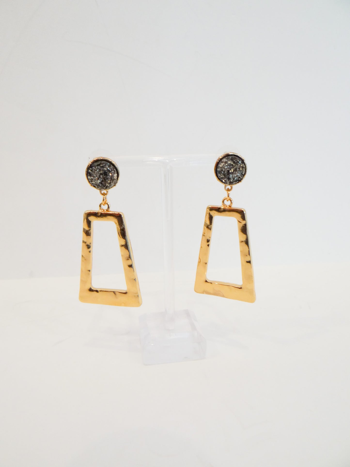 Geometric Quartz Stud Earring
