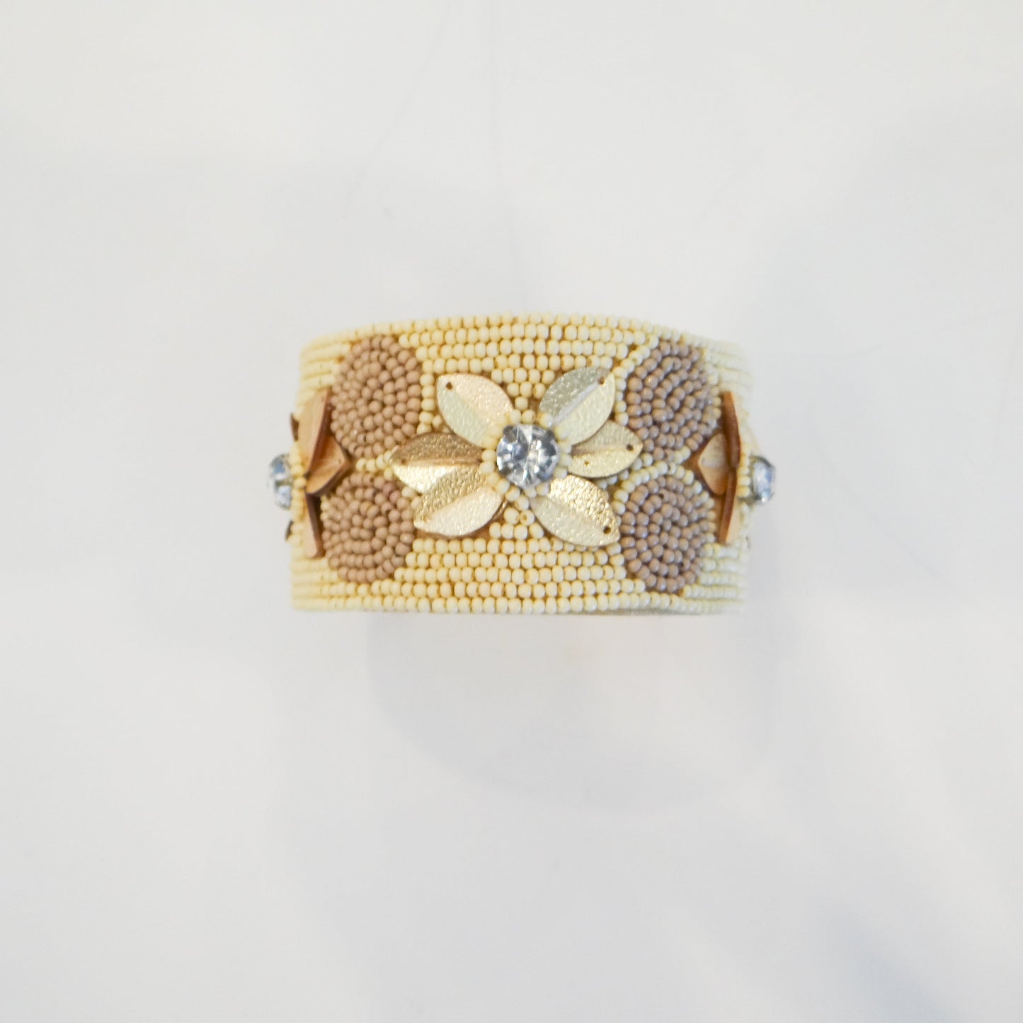 Beaded Flower Cuff Bracelet