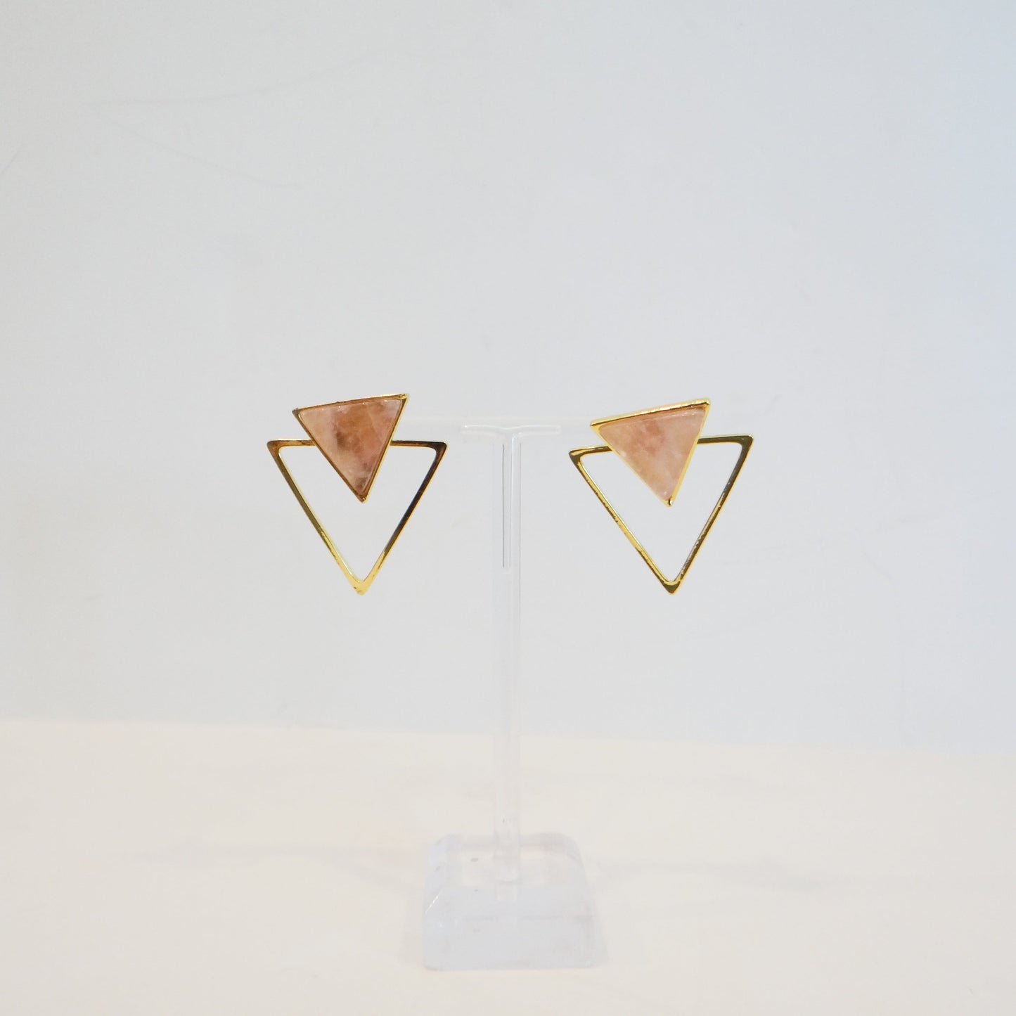 Pink Quartz Geometric Studs