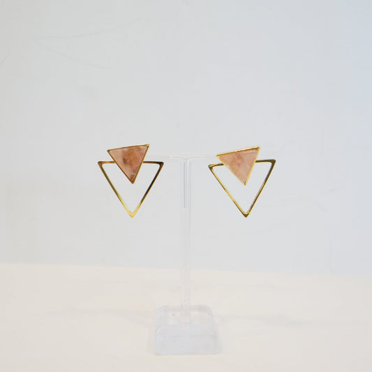 Pink Quartz Geometric Studs