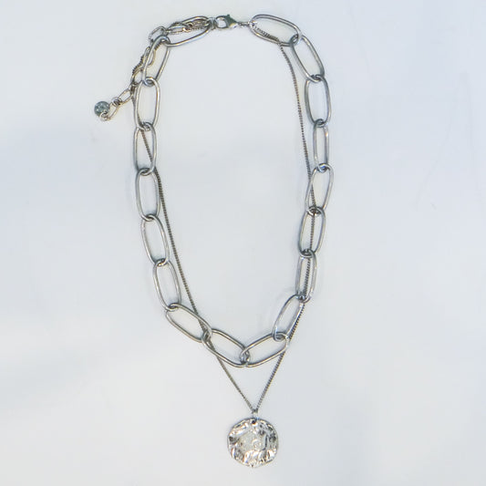 Silver Layered Coin Necklace