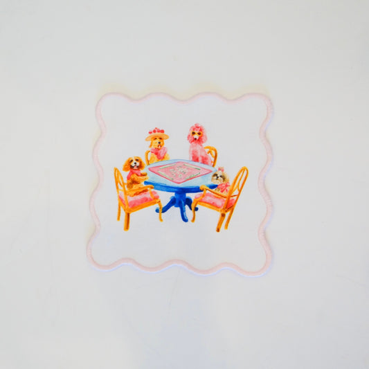 Dogs Playing Mahjong Cocktail Squares