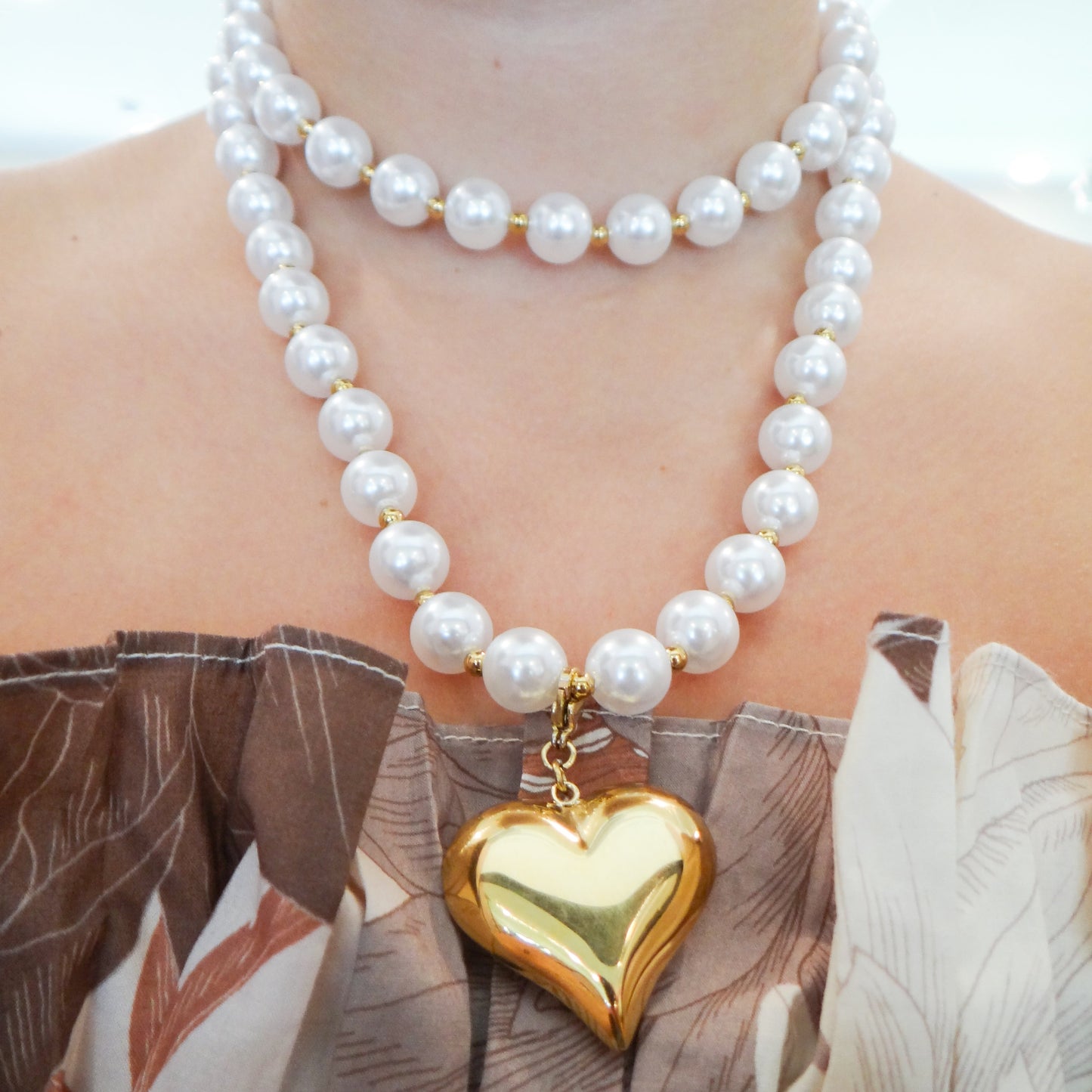 Wrap Around Pearl Heart Necklace