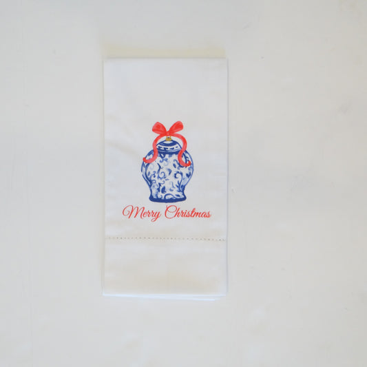 Chinoiserie Merry Christmas Hand Towel