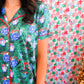 Spruce It Up Short Sleeve Button Up Sleep Shirt