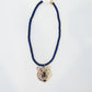 Navy Cord Tiger Charm Necklace
