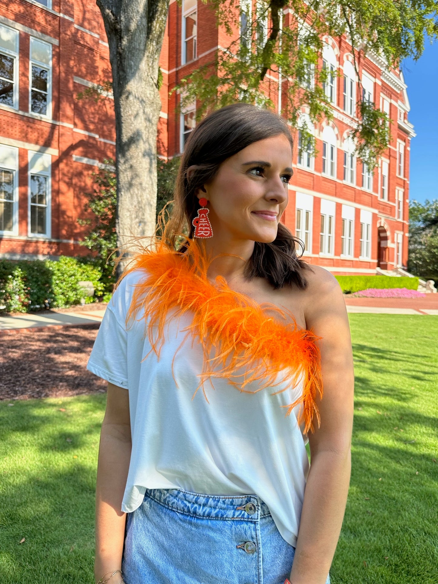 Orange Beaded Cheer Drop Earring