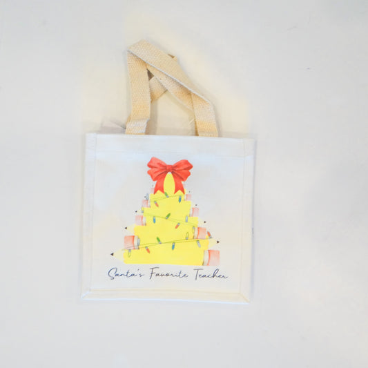 Santa's Favorite Teacher Petite Gift Tote