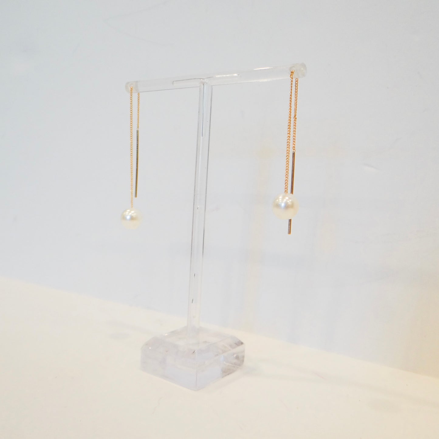 Gold Drop Pearl Earrings