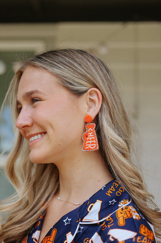 Orange Beaded Cheer Drop Earring