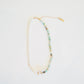 Half Faceted Amazonite and Pearl Necklace