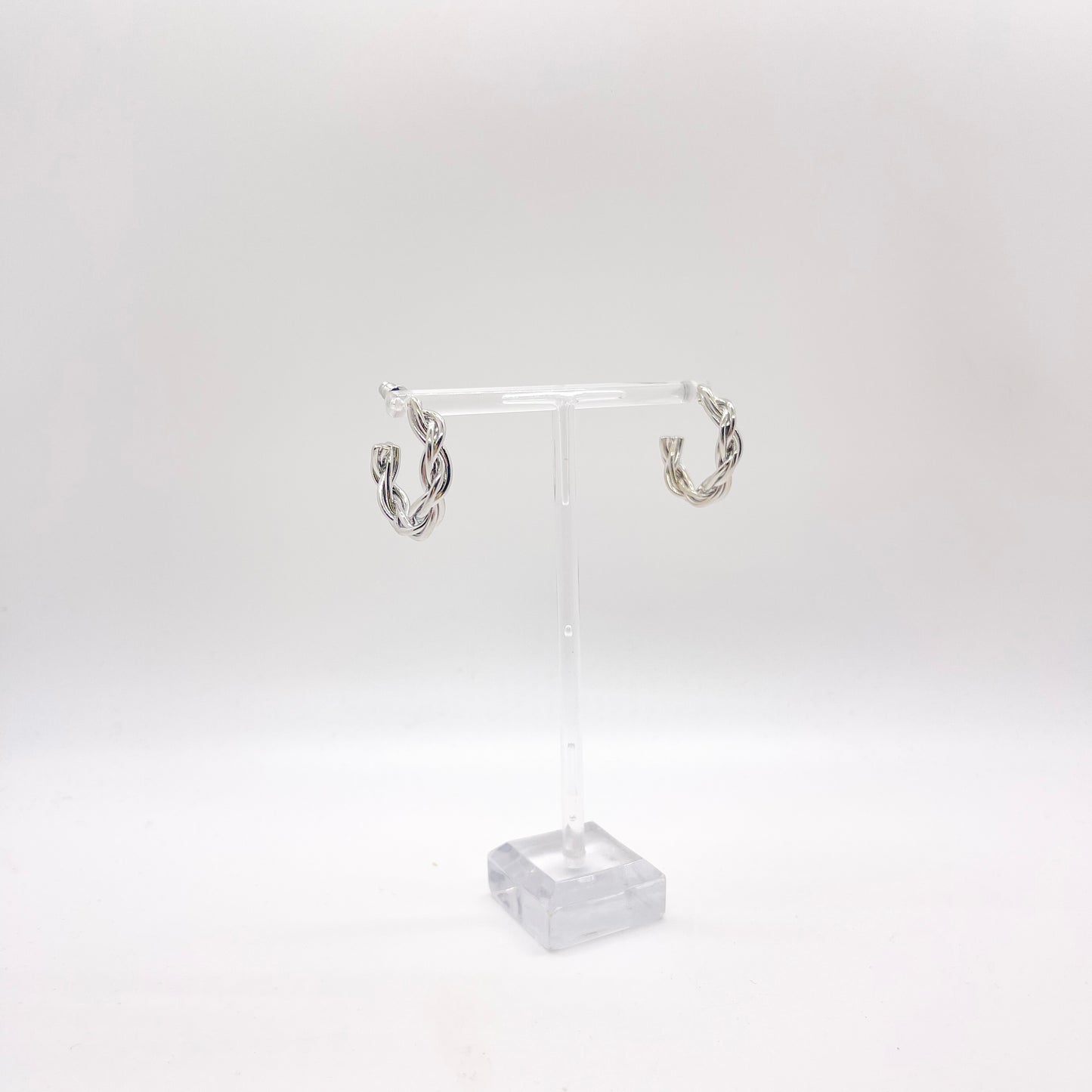 Silver Twisted Hoops