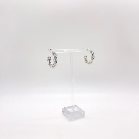 Silver Twisted Hoops