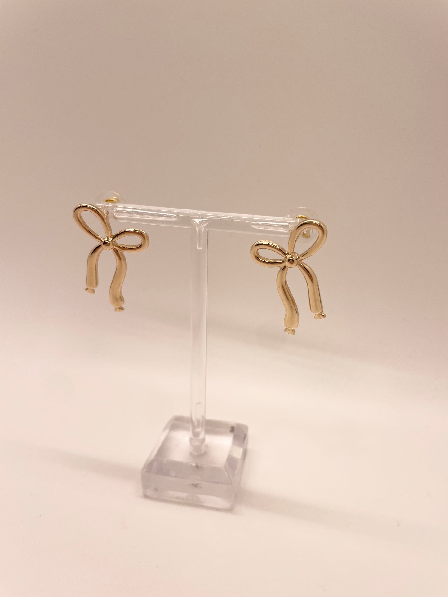 Gold Hair Bow Stud Earrings