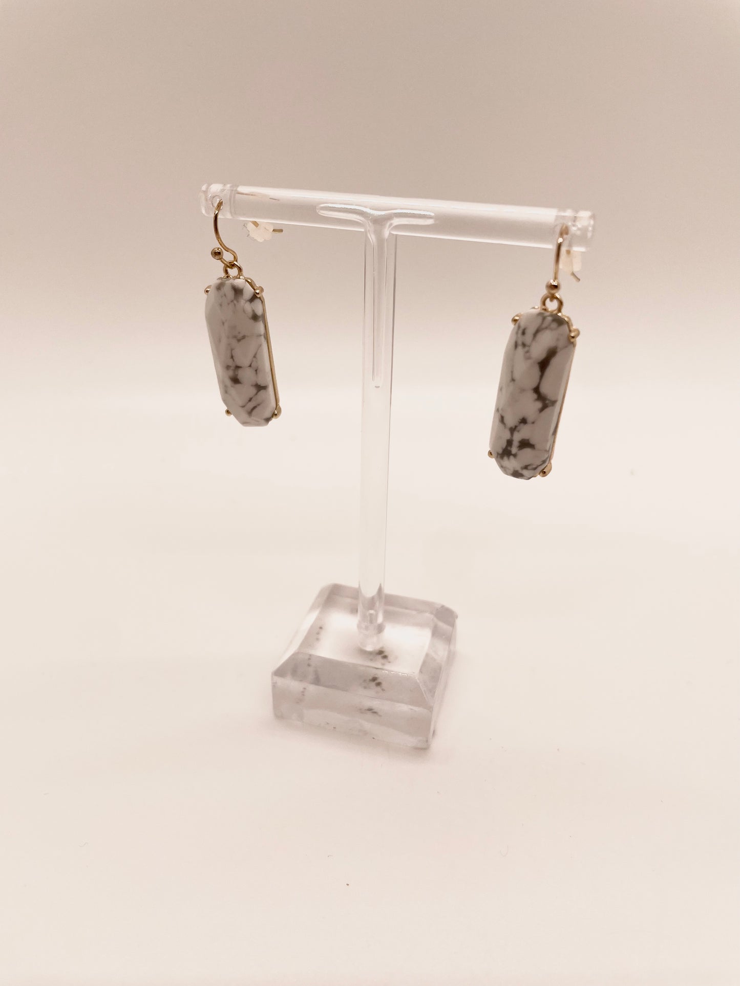 White Marble Drop Earrings