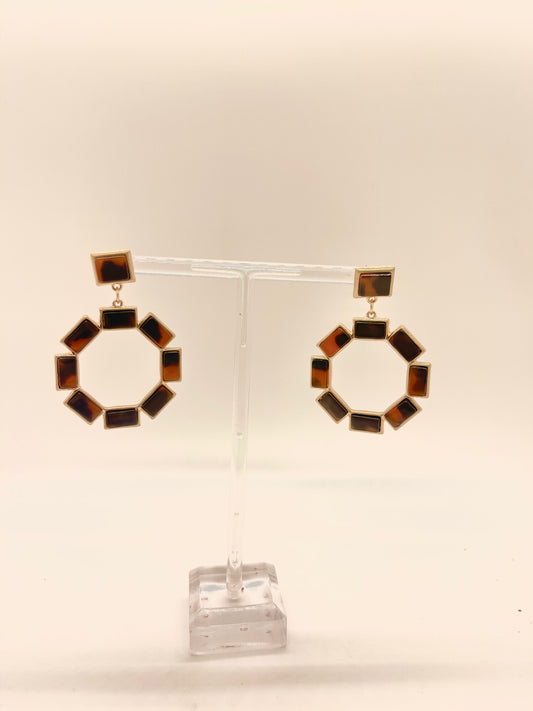 Tortoise and Gold Statement Earrings