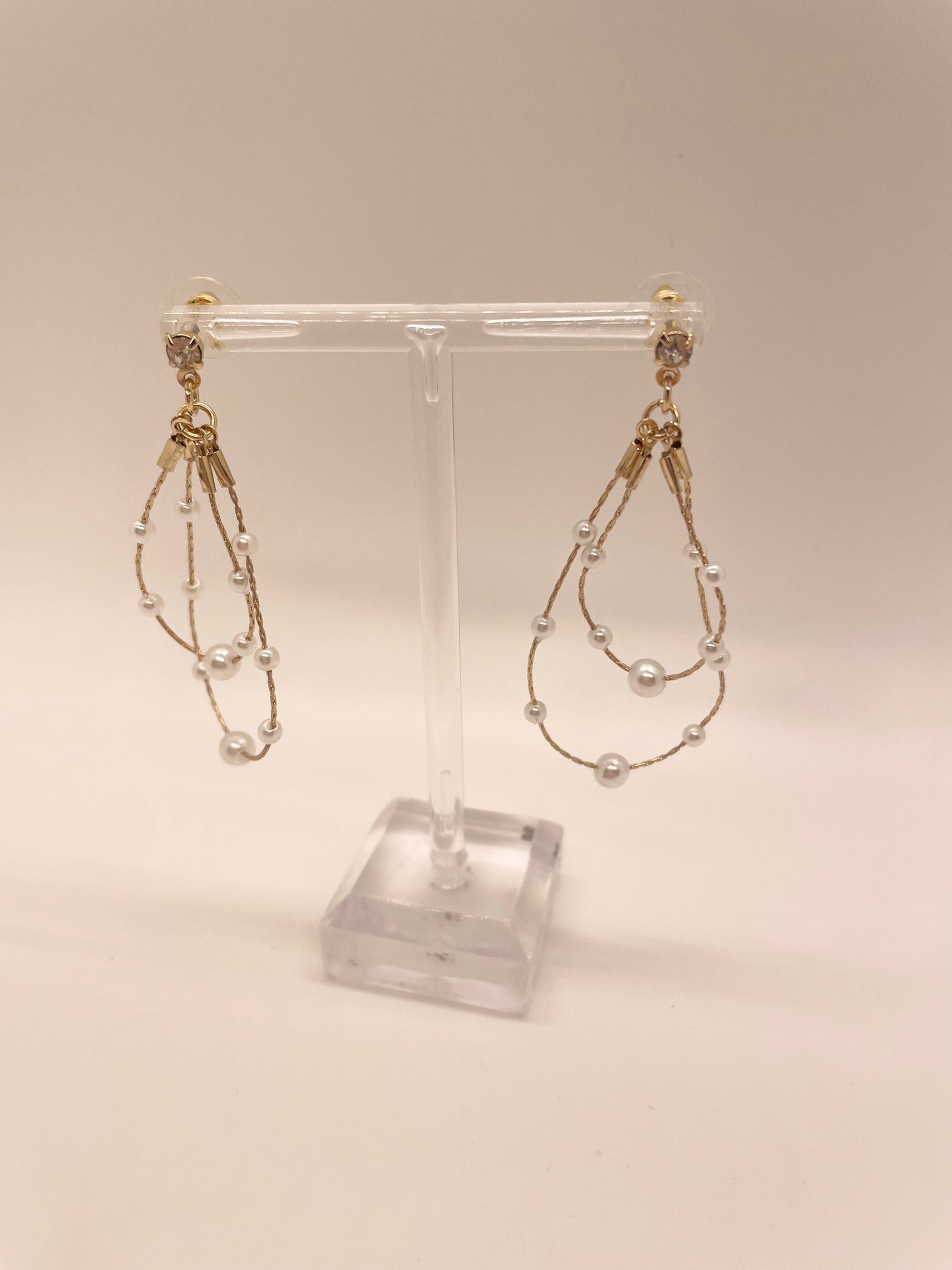 Gold and Pearl Droop Earrings