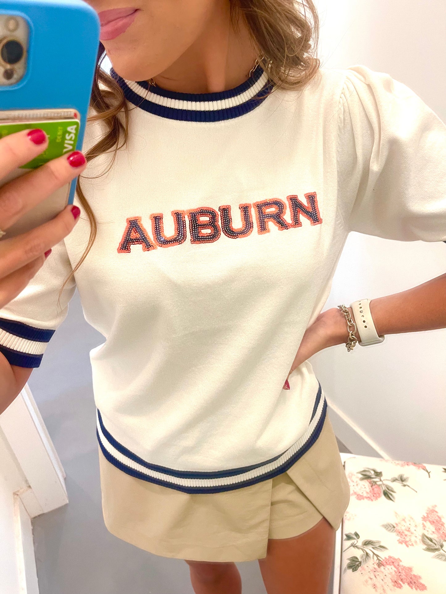 Sequin Varsity Auburn Sweater