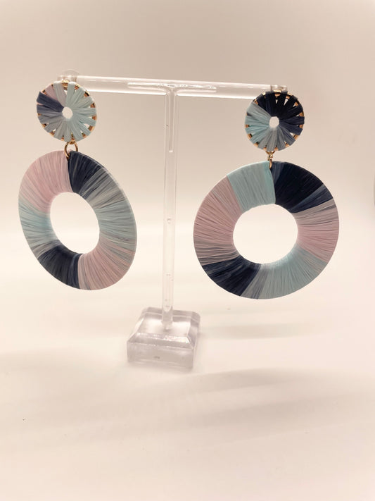 Pink & Blue Circle Earrings