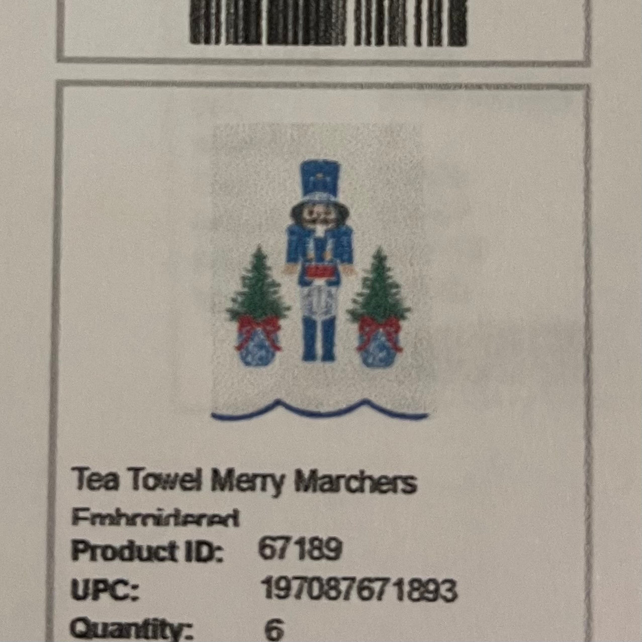 Merry Marchers Embroidered Tea Towel
