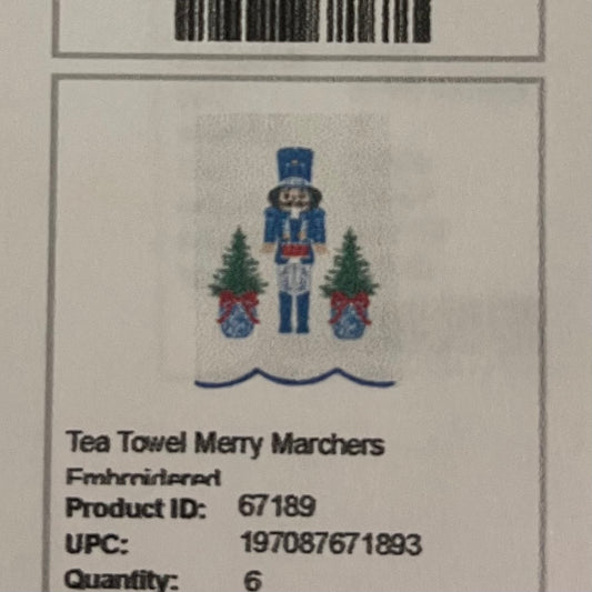 Merry Marchers Embroidered Tea Towel